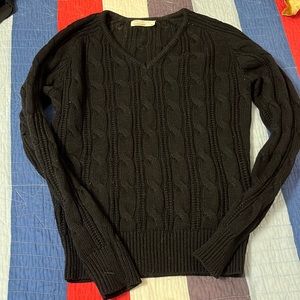 Vintage Black American Apparel V-neck cable knit sweater